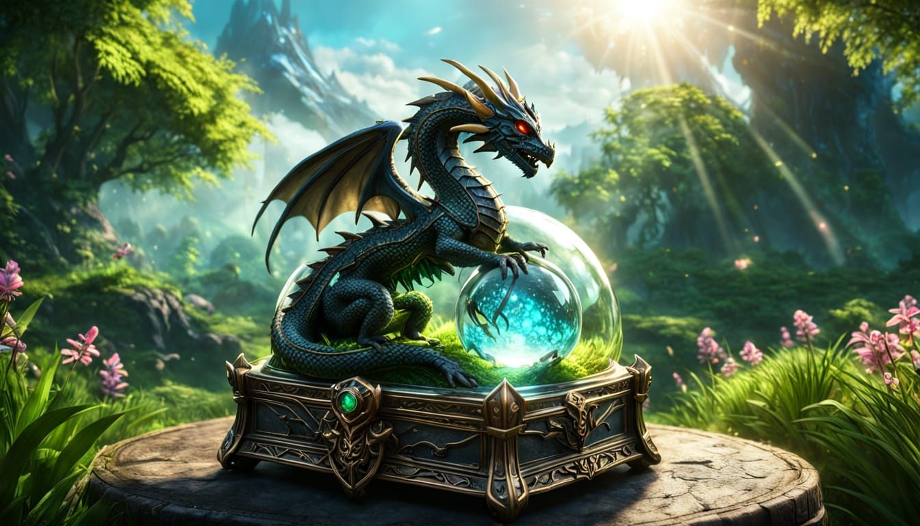 Epic Fantasy Dragon in Glass Jewelry Box