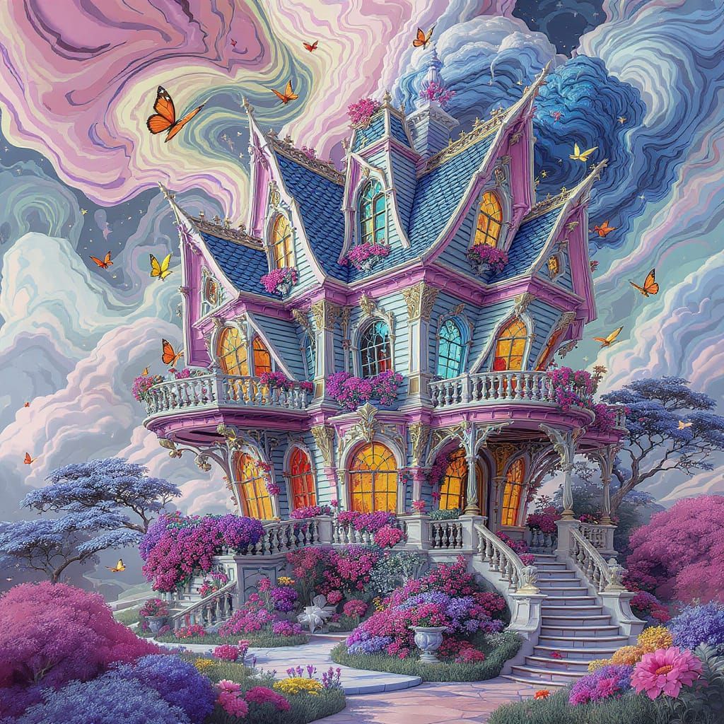 Fantastical Crooked House in Neo-Classical Style