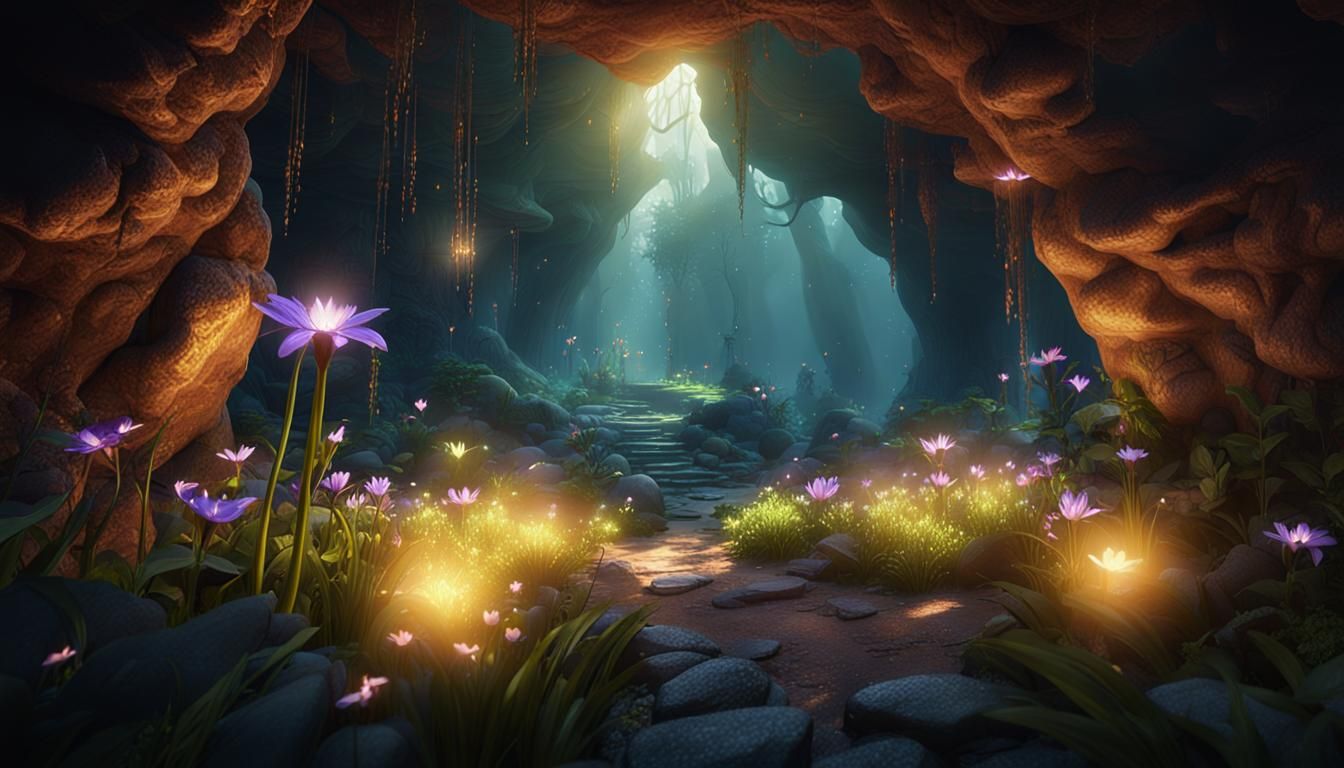 Magical Secret Garden Cave in Unreal Engine 5