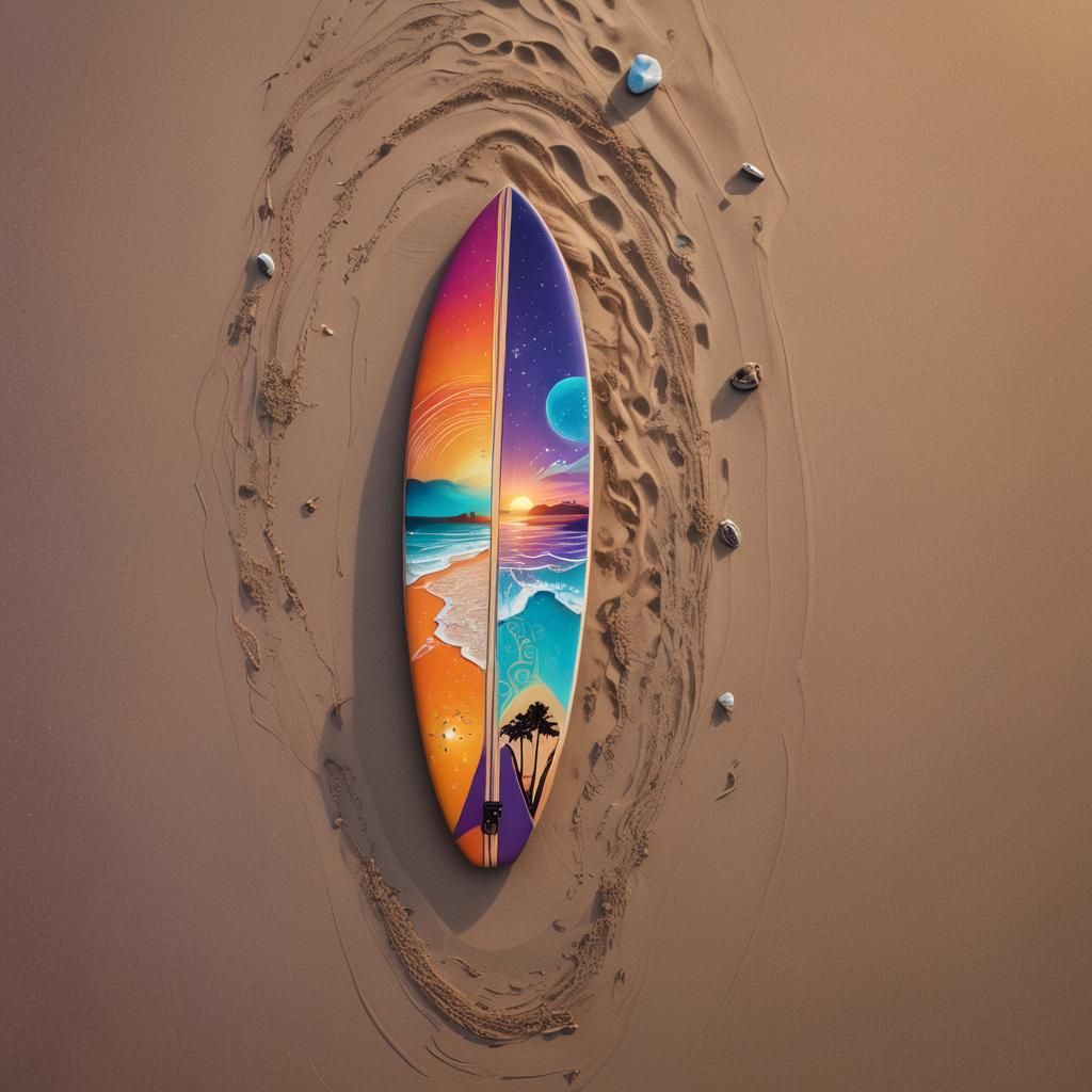 Australian Surfboard Sunset: Fantasy Matte Painting