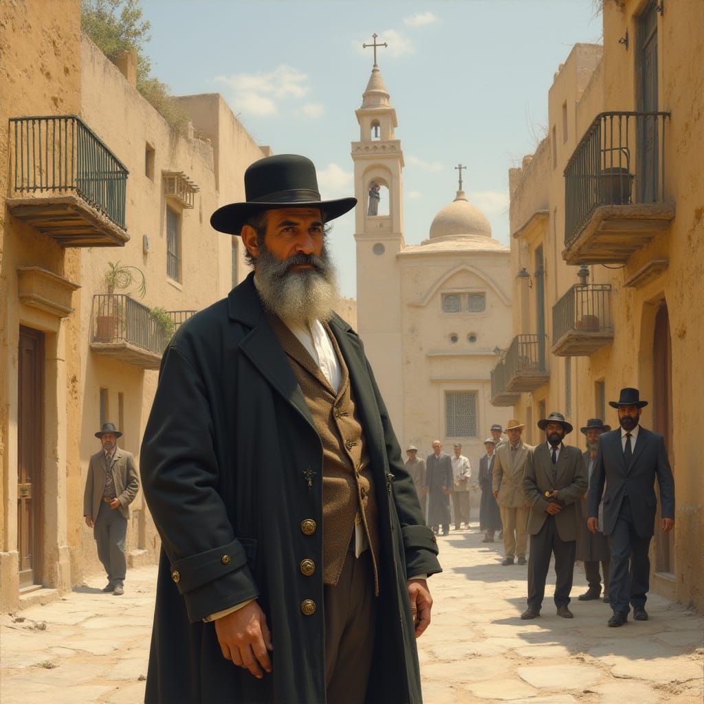 Historic Jaffa Scene with Jewish Figure