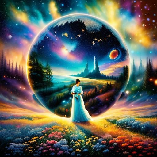 Dreamlike Double Exposure Portrait in Holographic Style