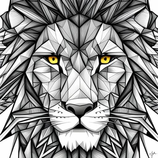 Geometric Lion Collage Art Image