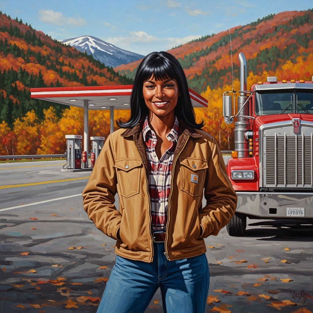 Impressionist Oil Painting of Woman by Kenworth Truck