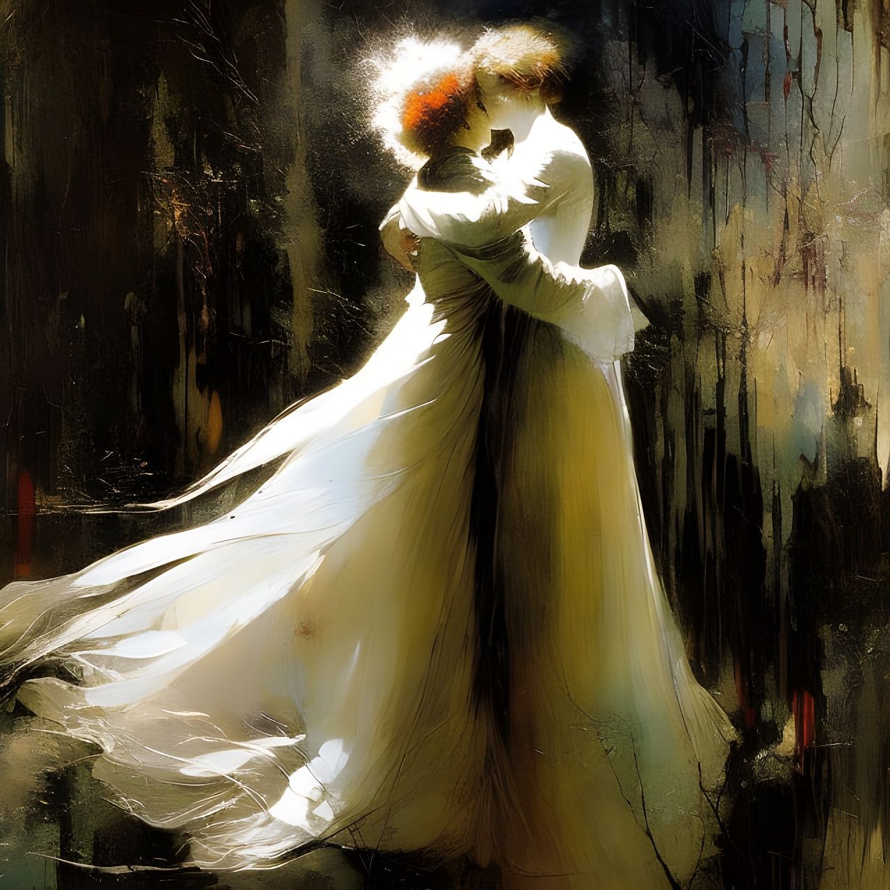 Sinister Ghosts Embrace: Matte Painting in Horror Style