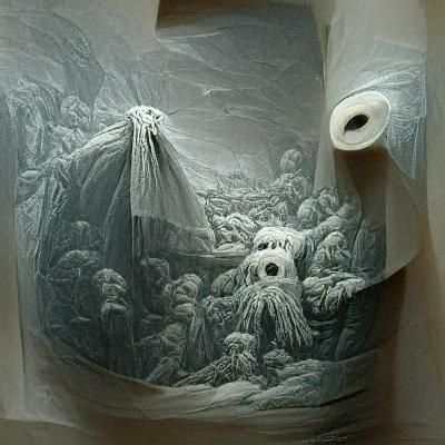 Toilet Paper in Horror Style Etching
