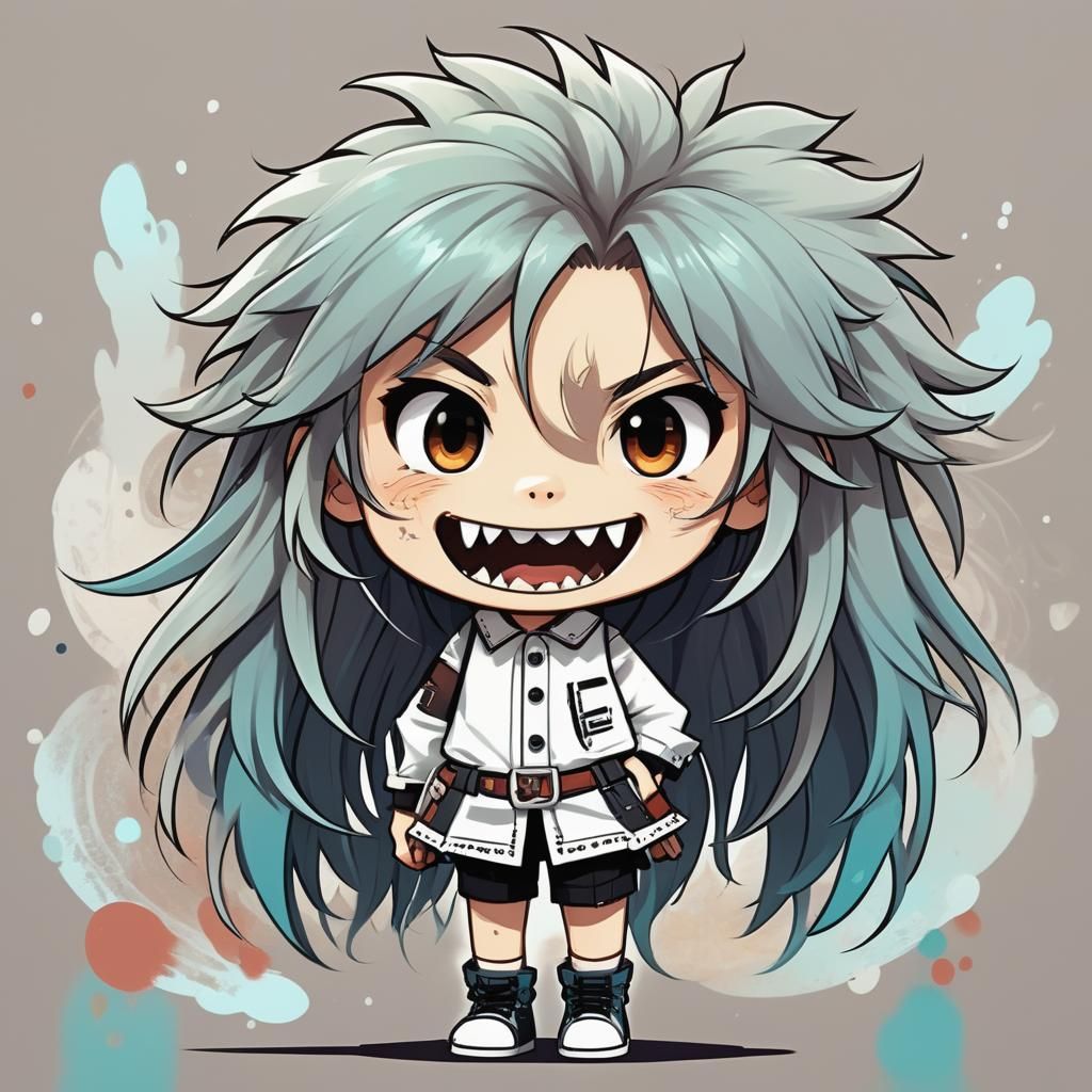 Chibi Horse-Like Creature with Jagged Teeth