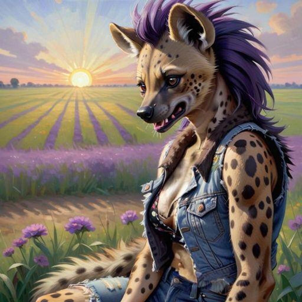 Hyena Impressionist Masterpiece at Sunrise
