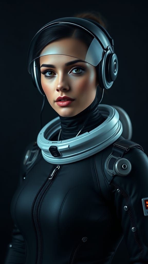 Cyborg Astronaut Portrait in Giger Sci-Fi Style