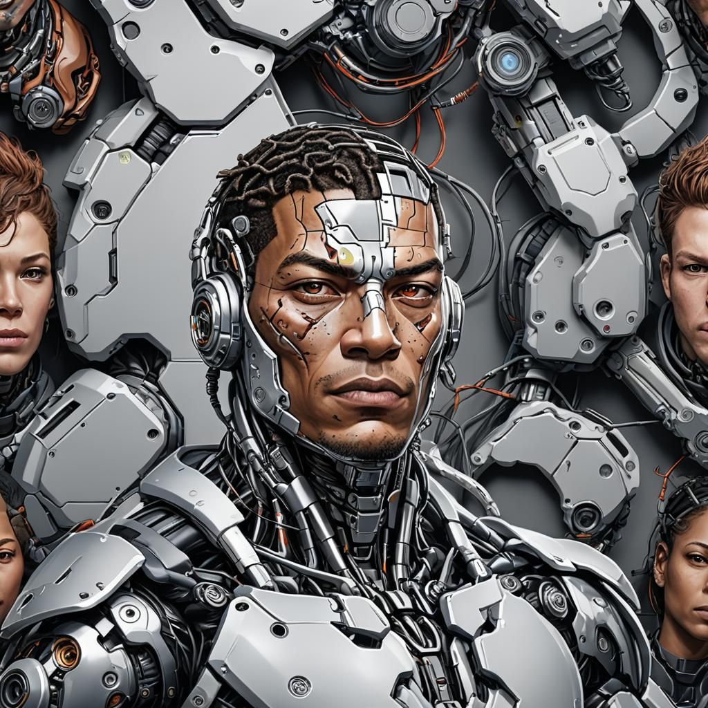 Futuristic Cyborg: Digital Rendering of Human-Machine Hybrid
