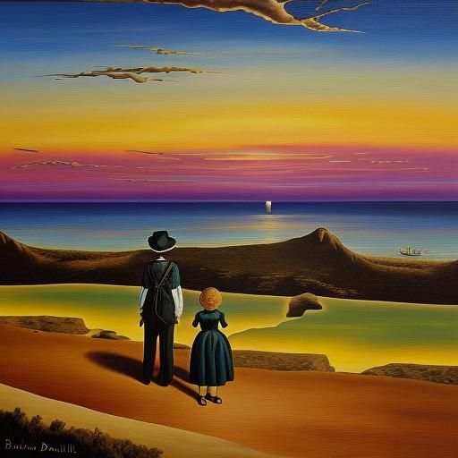 Surreal Sunset Scene in Dali Style