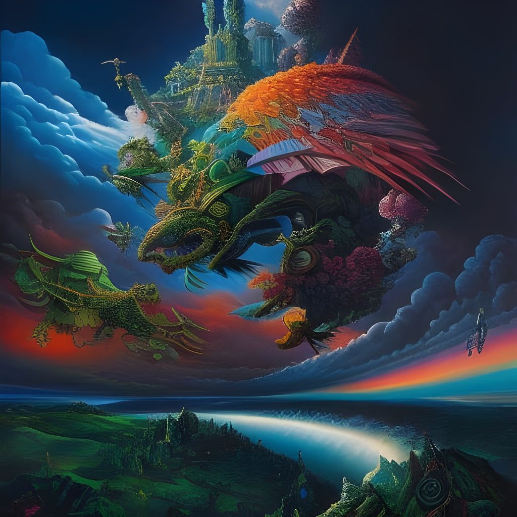 Surreal Sky Falls in Visionary Art Style