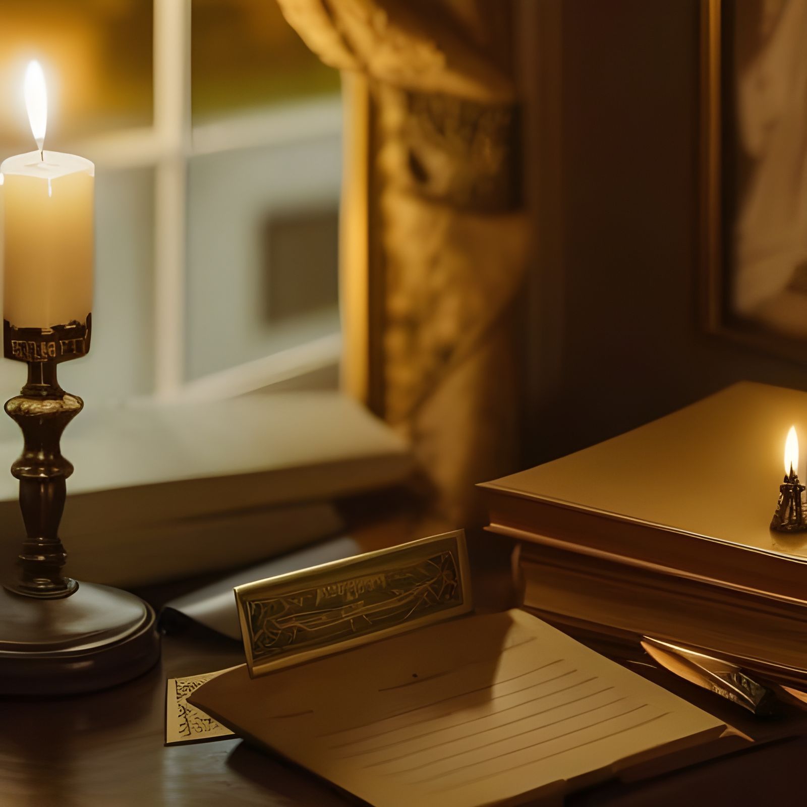 Mysterious Letter in Candlelight: Ink Drawing