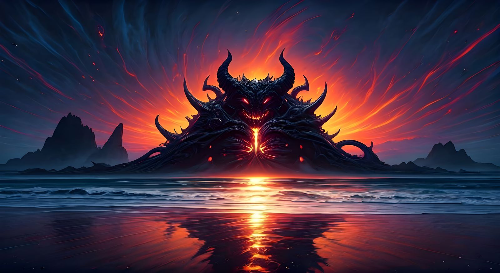 Beach Conjuring a Demon: Psychedelic Splatterpunk Art