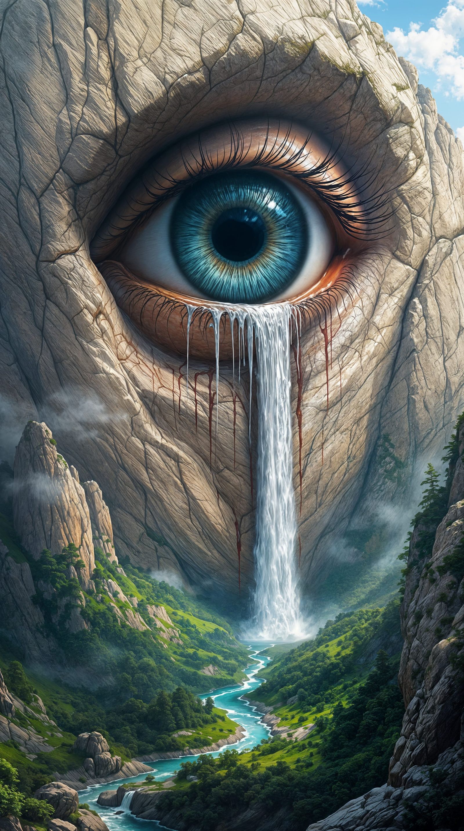 Surreal Colossal Eye Surveys a Melancholic Landscape