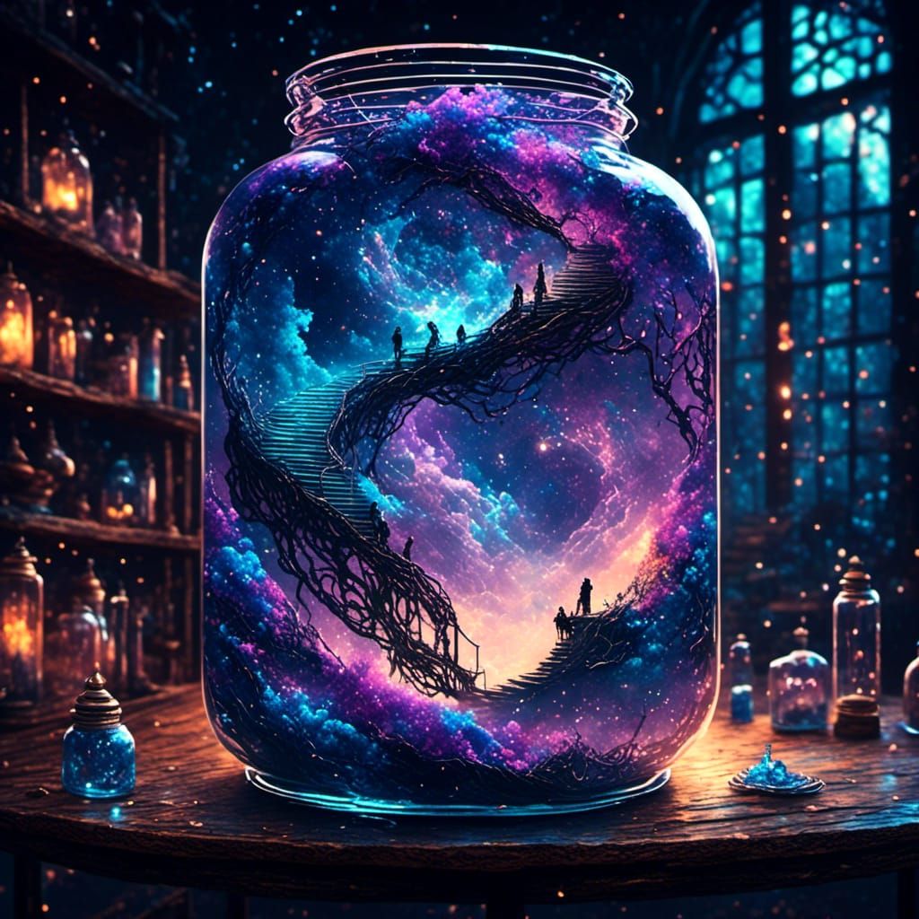 Galaxy in Glass Jar: Fantasy Concept Art