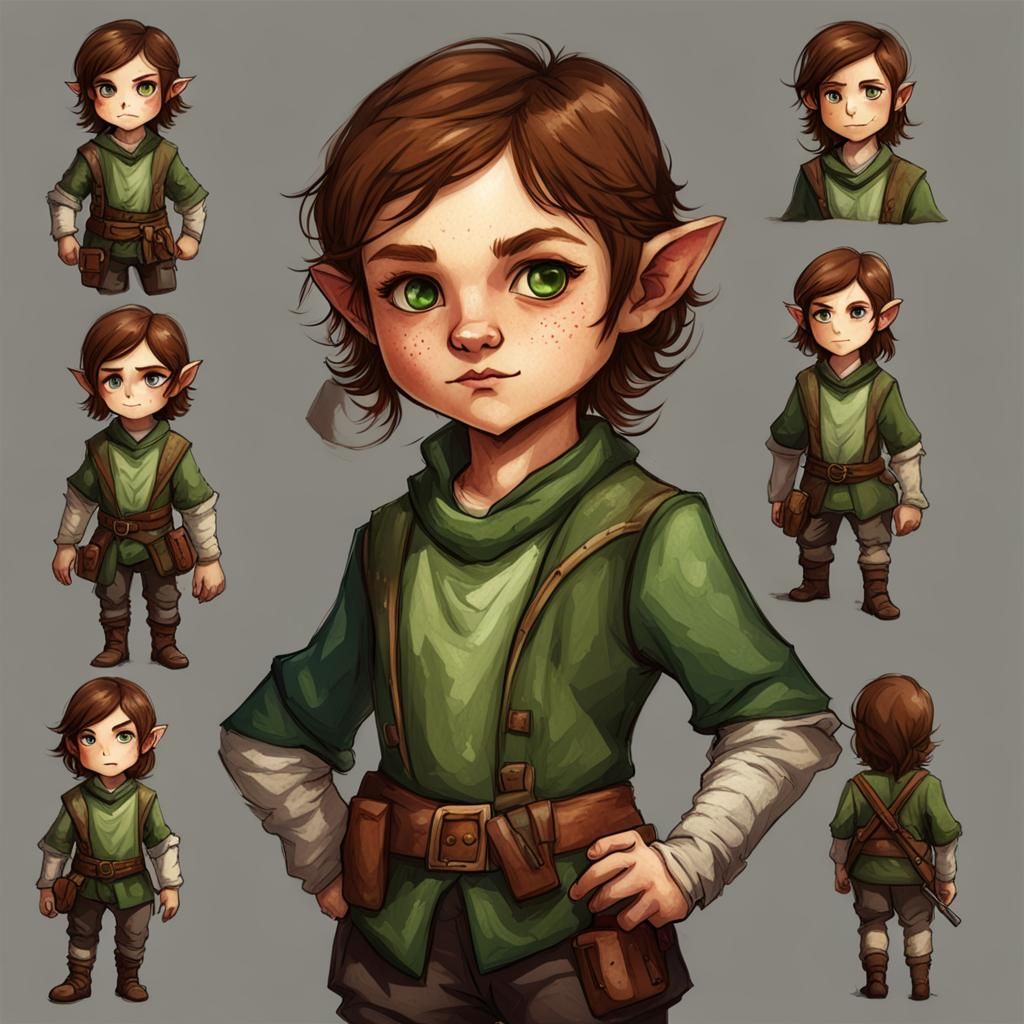 Female Halfling Criminal with Freckles Portrait