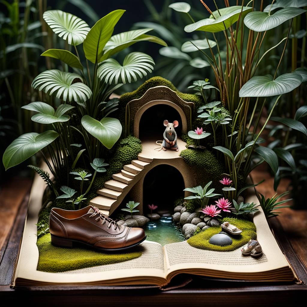 Surreal Zen Garden Unfolding From Vintage Shoe