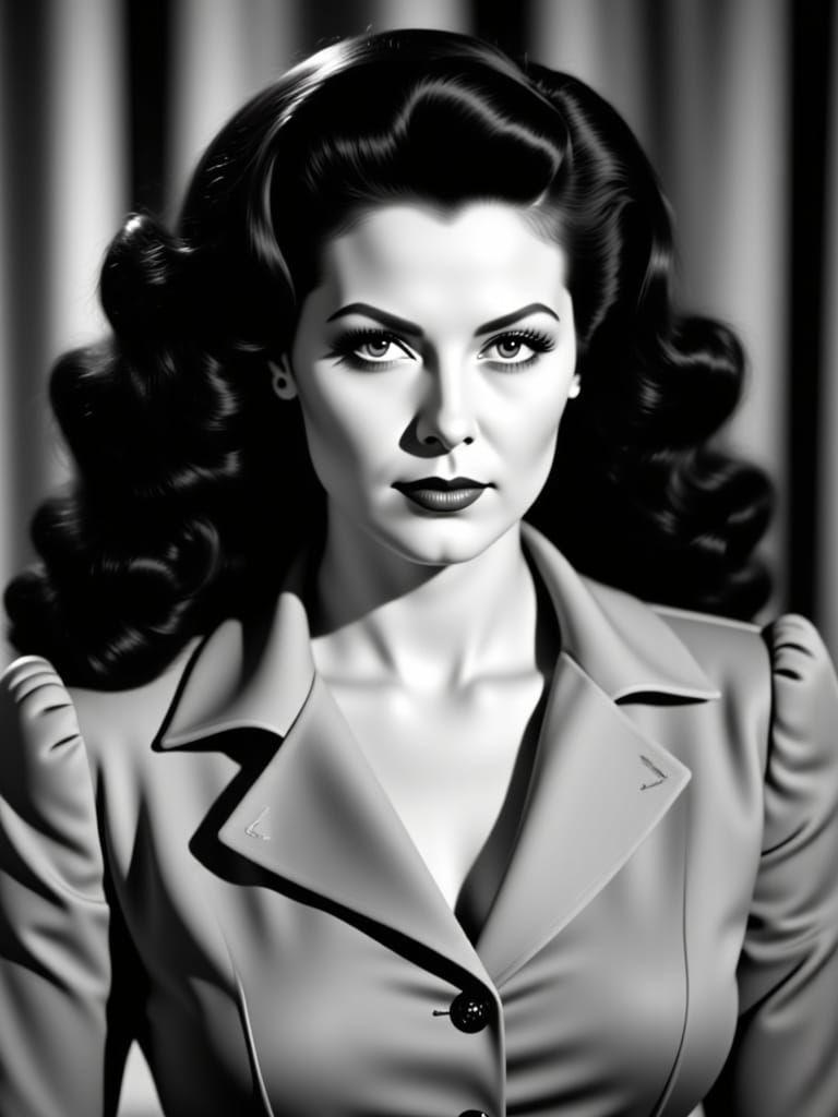 1940s Femme Fatale Portrait in Hollywood Wave Style