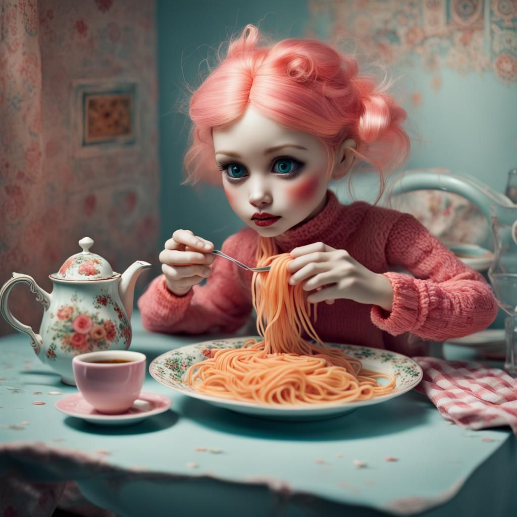 Surreal Living Doll Tea Party in Fun Colors