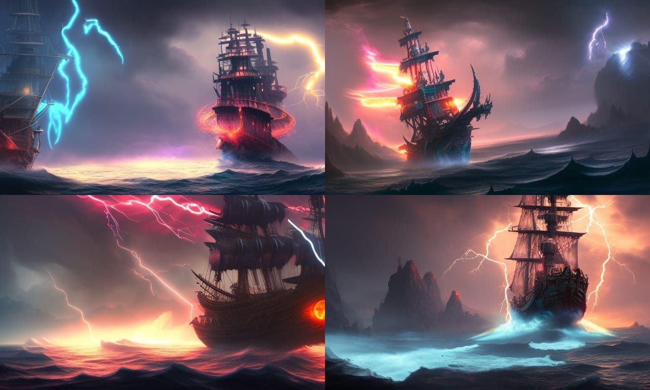 Ghost Pirate Ship with Plasma Lightning