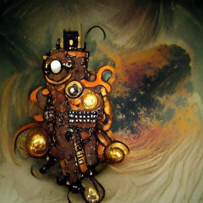 Steampunk Robot God in the Void