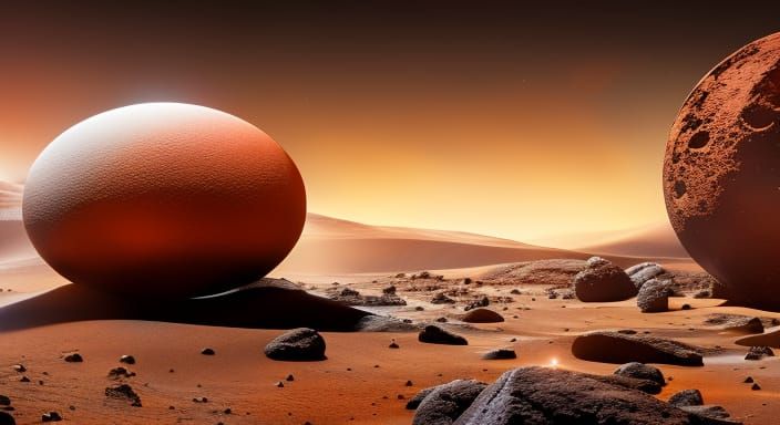 Planets Surrounded by Crystals in Hyperrealistic Style