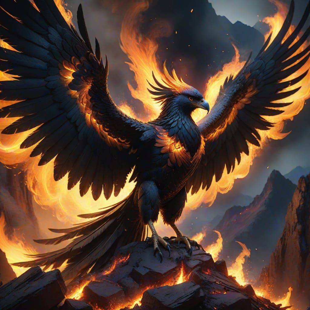 Ethereal Phoenix of Volcanic Ash