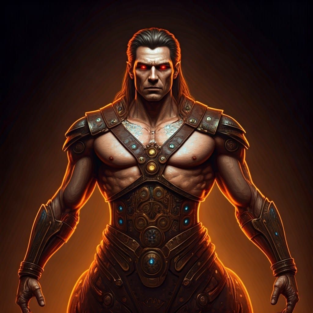 Steampunk Centaur Chiron with Glowing Runes and Gears