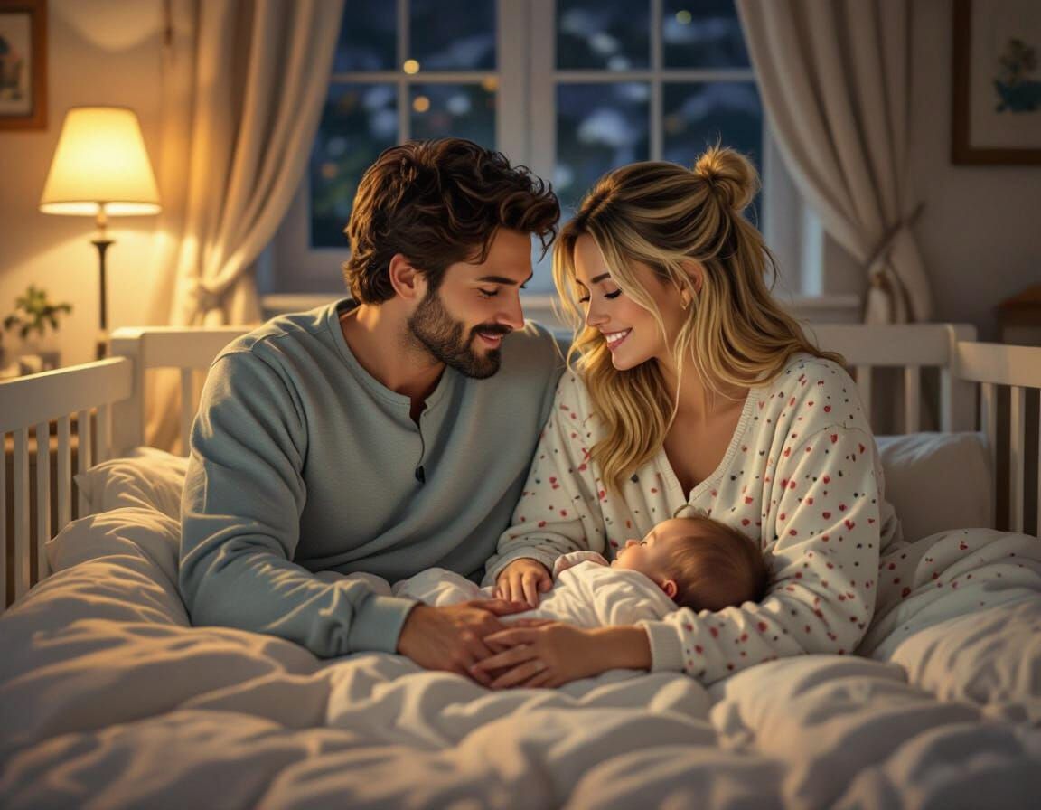 Cozy Family Portrait in Classic Illustration Style