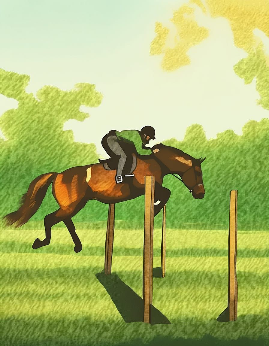 Vibrant Watercolor Horse in Mid-Jump