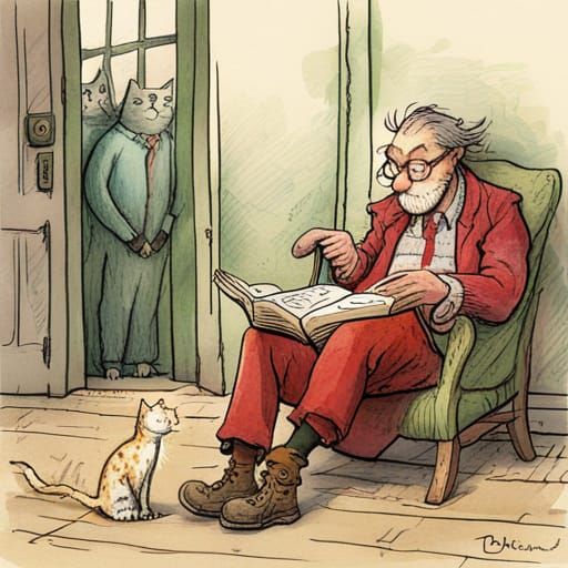 Charming Cat Illustration in Children's Book Style