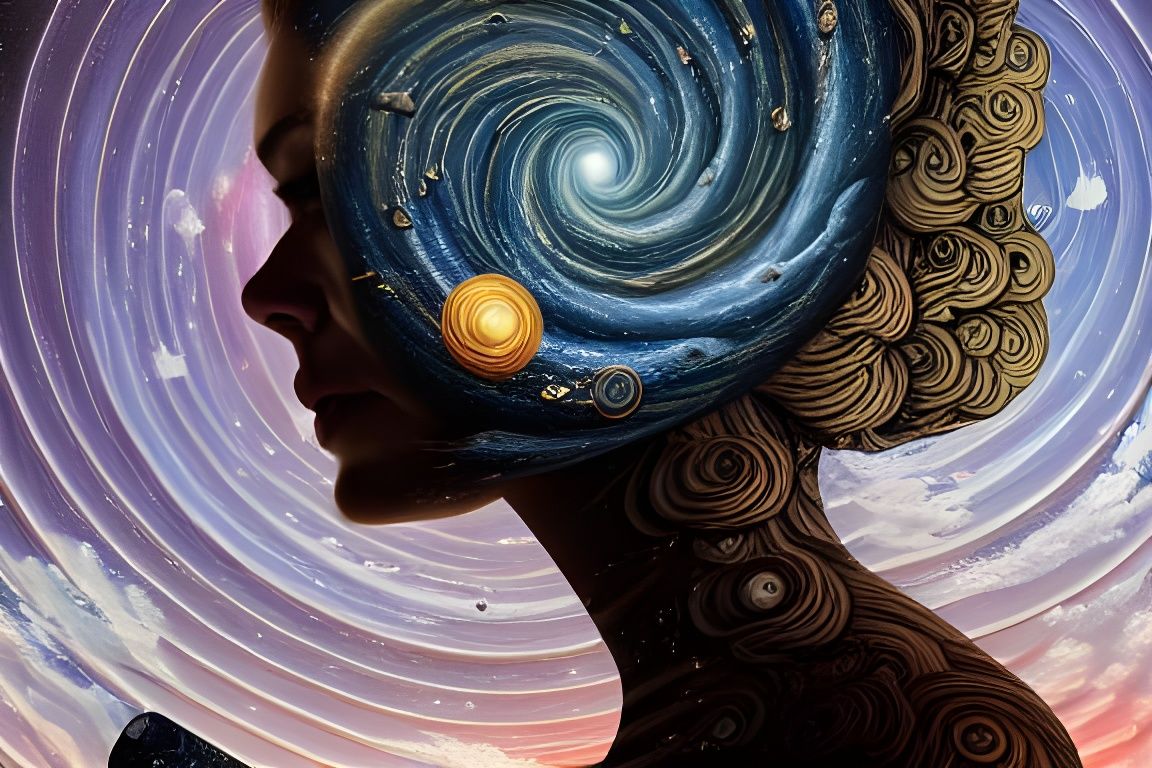 Cosmic Goddess Astrally Projecting in Galaxy