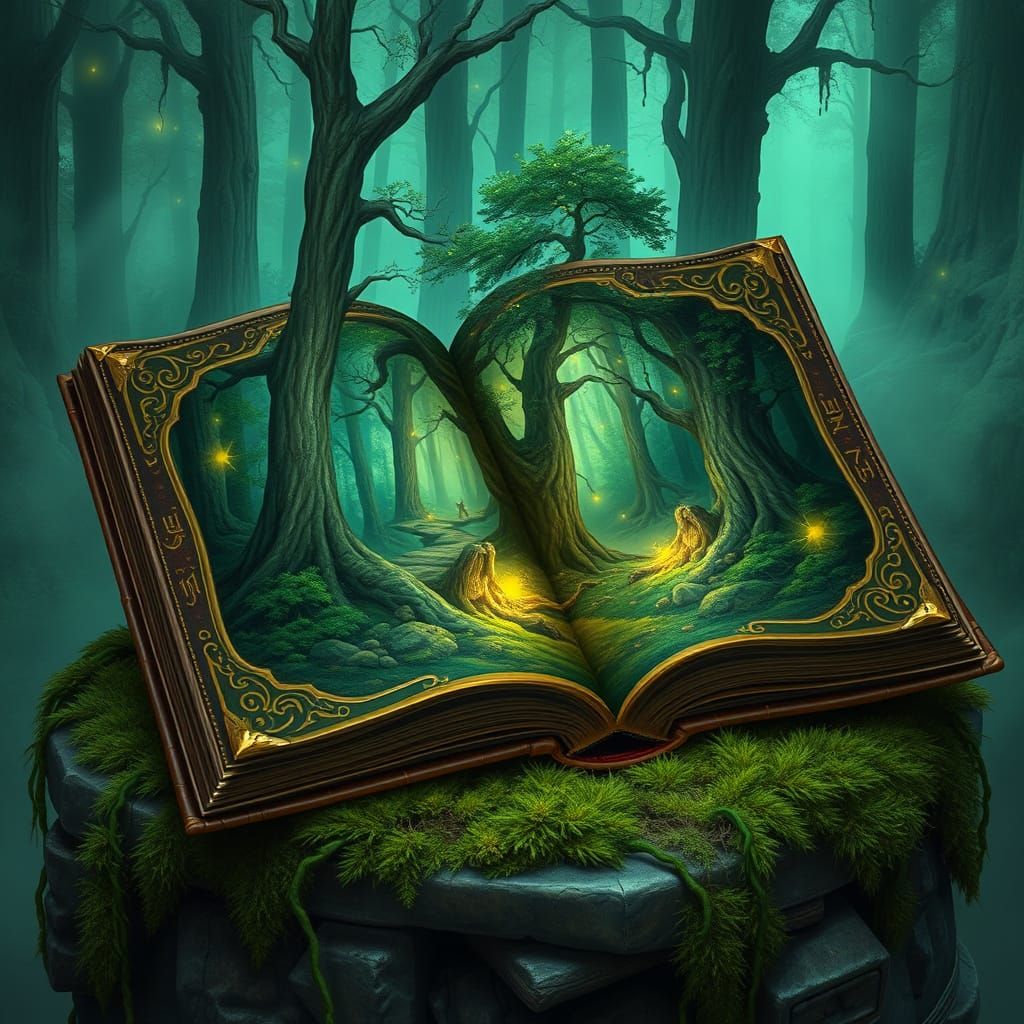 Mystical Leather-Bound Book Reveals a Vibrant, Dreamlike For...