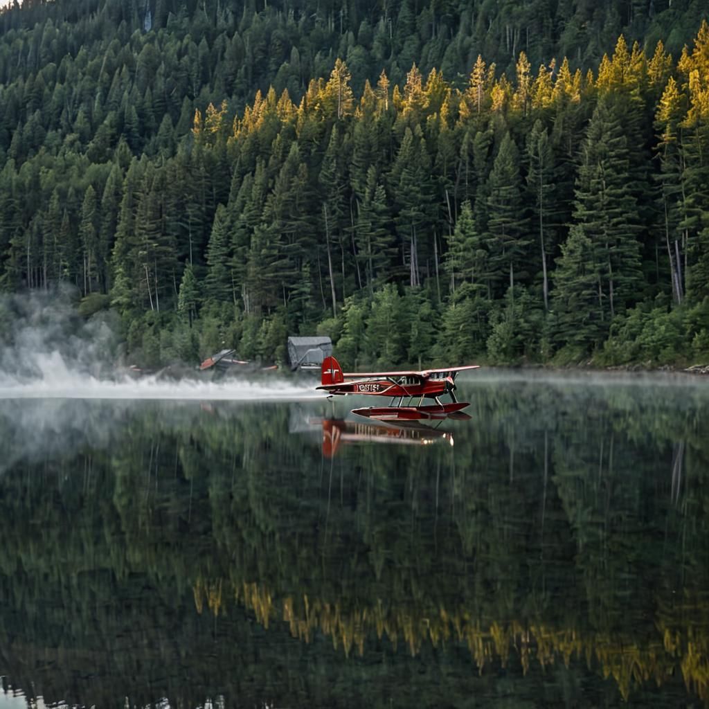 1920s Seaplane Takes Flight at Sunrise