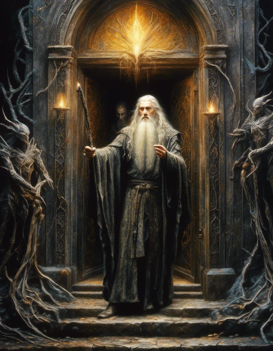 Gandalf Entering the Doors of Durin in Moria