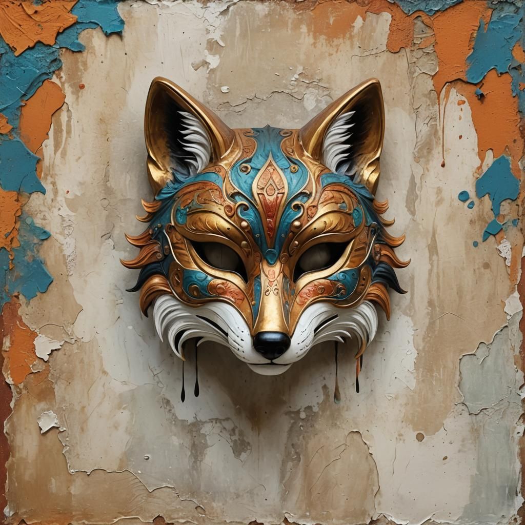 Fox Mask in Venice Style: Abstract Art