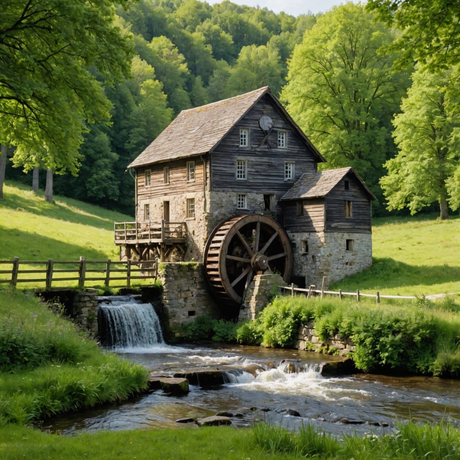 Picturesque Old Mill Scene in Nature
