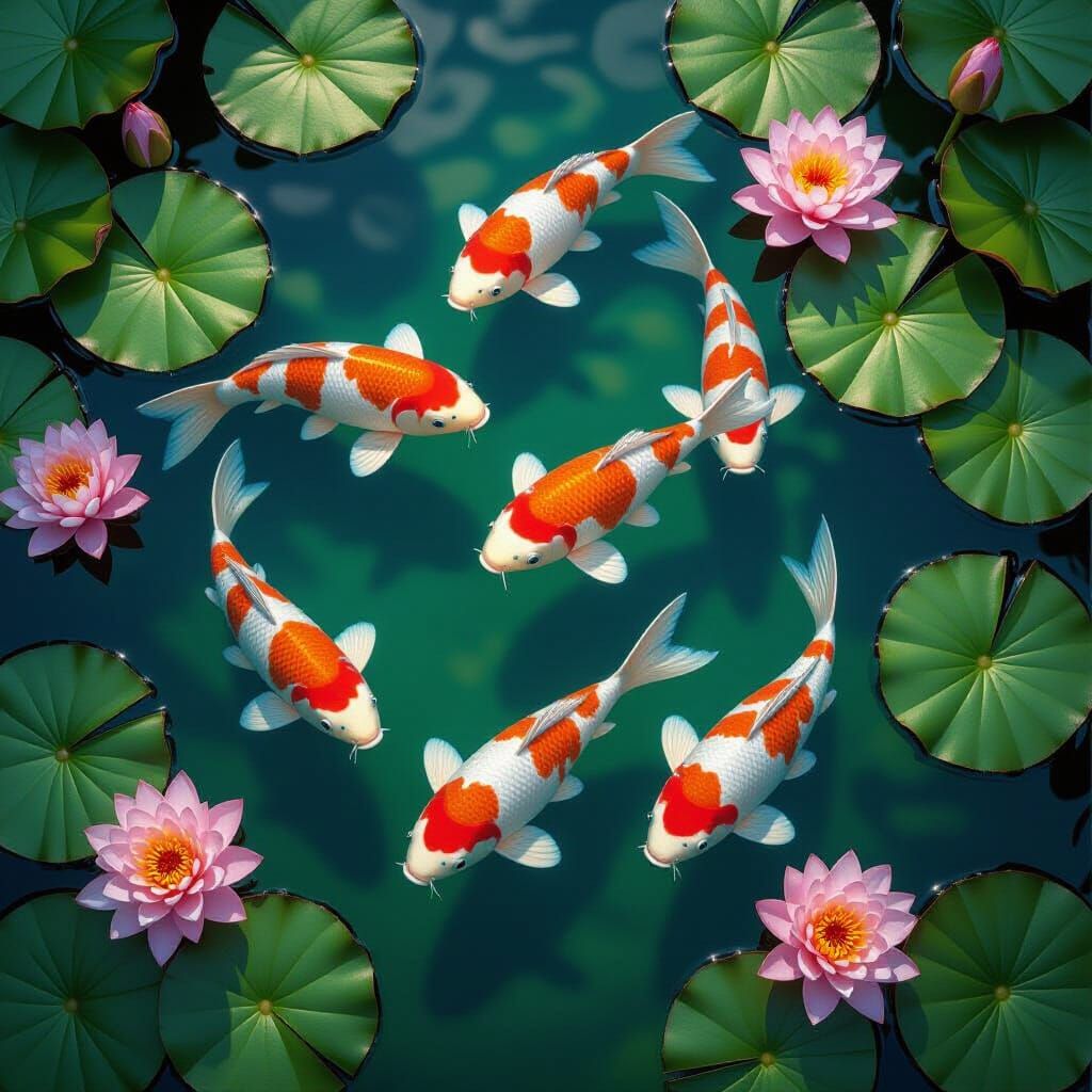 Hyper Realistic Koi Pond with Fancy Fish