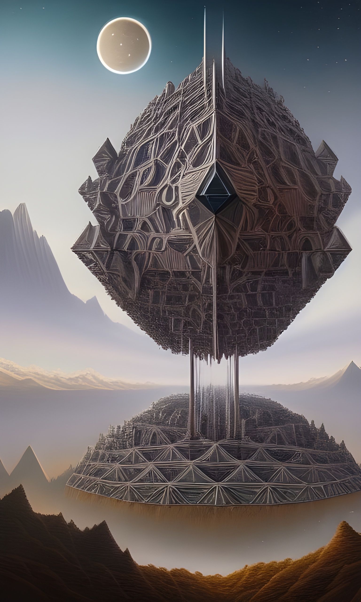 Surreal Geometric Megastructure in Hyperdetailed Style