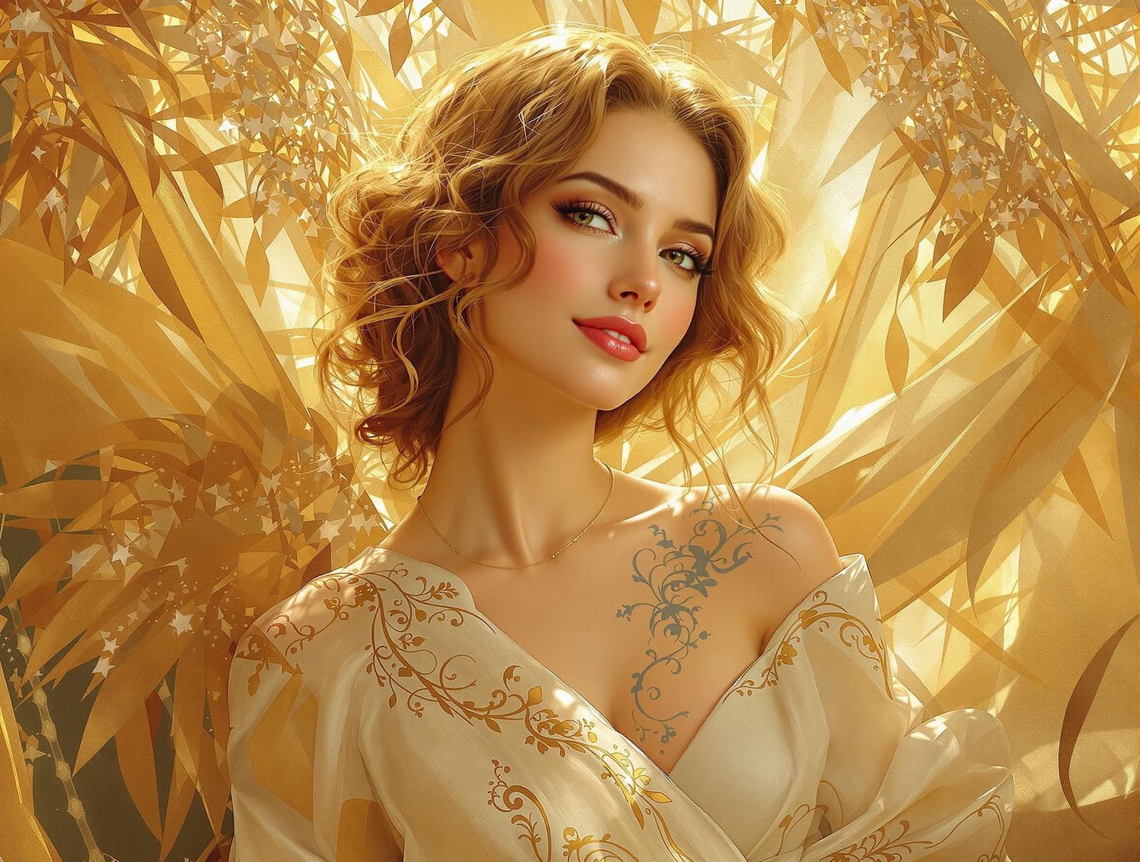 Serene Woman in Art Nouveau Style