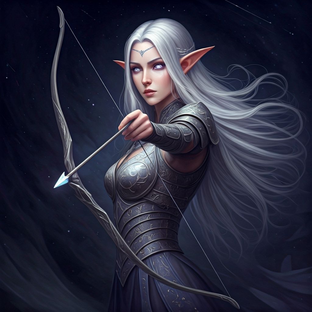 Elven Archeress Readying Her Bow