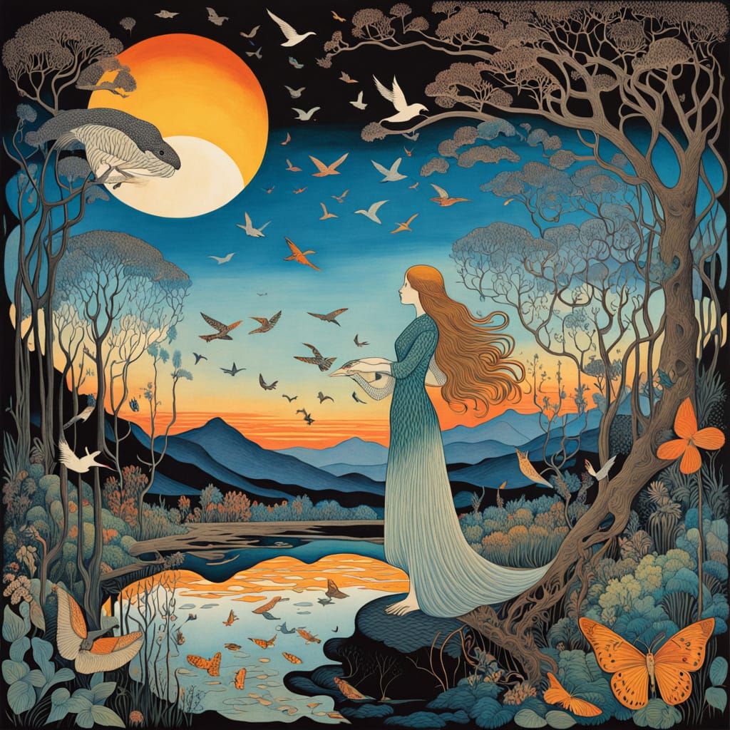 Woman Amidst Whispers of Resilience and Dreams