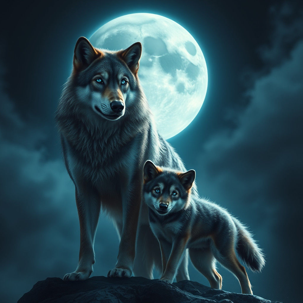 Wolf Pair Basks in Epic Full Moonlight