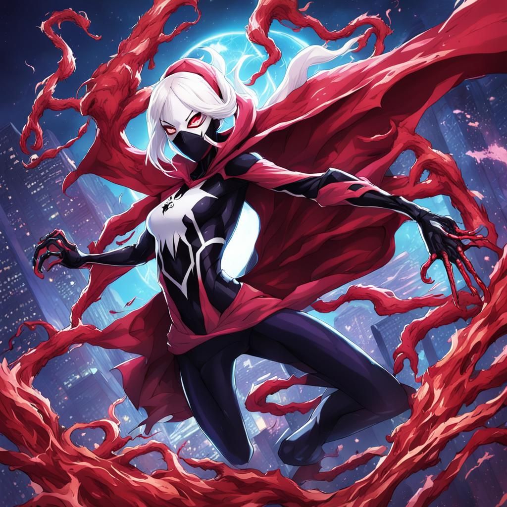 Spider-Gwen Carnage as Sorcerer Supreme in Anime Style