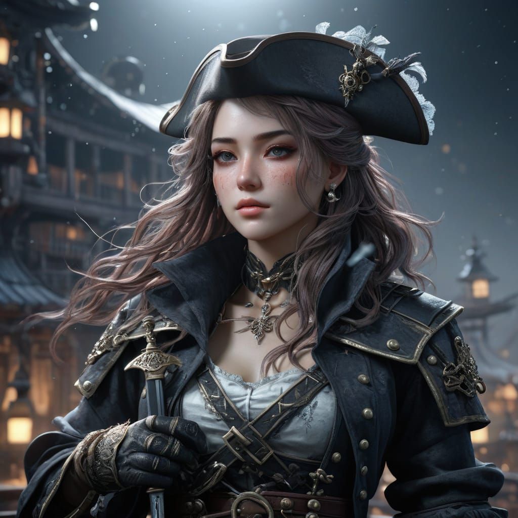 Young Pirate Assassin in Ethereal Moonlight