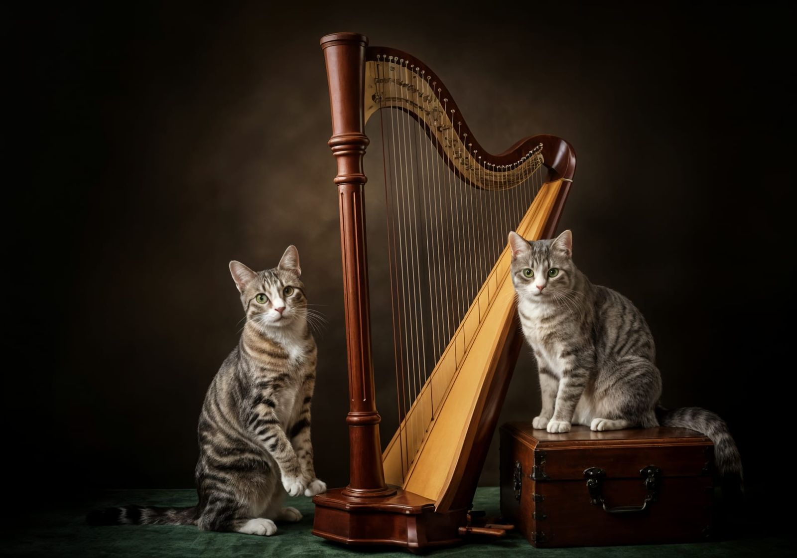 Cats amidst the Irish Harp's Rich History