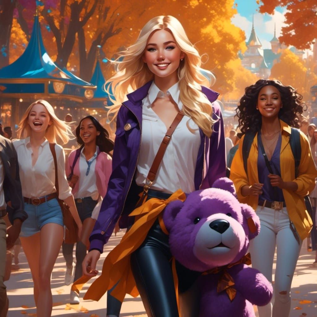 Well Julie came away from the theme park with a new purple friend