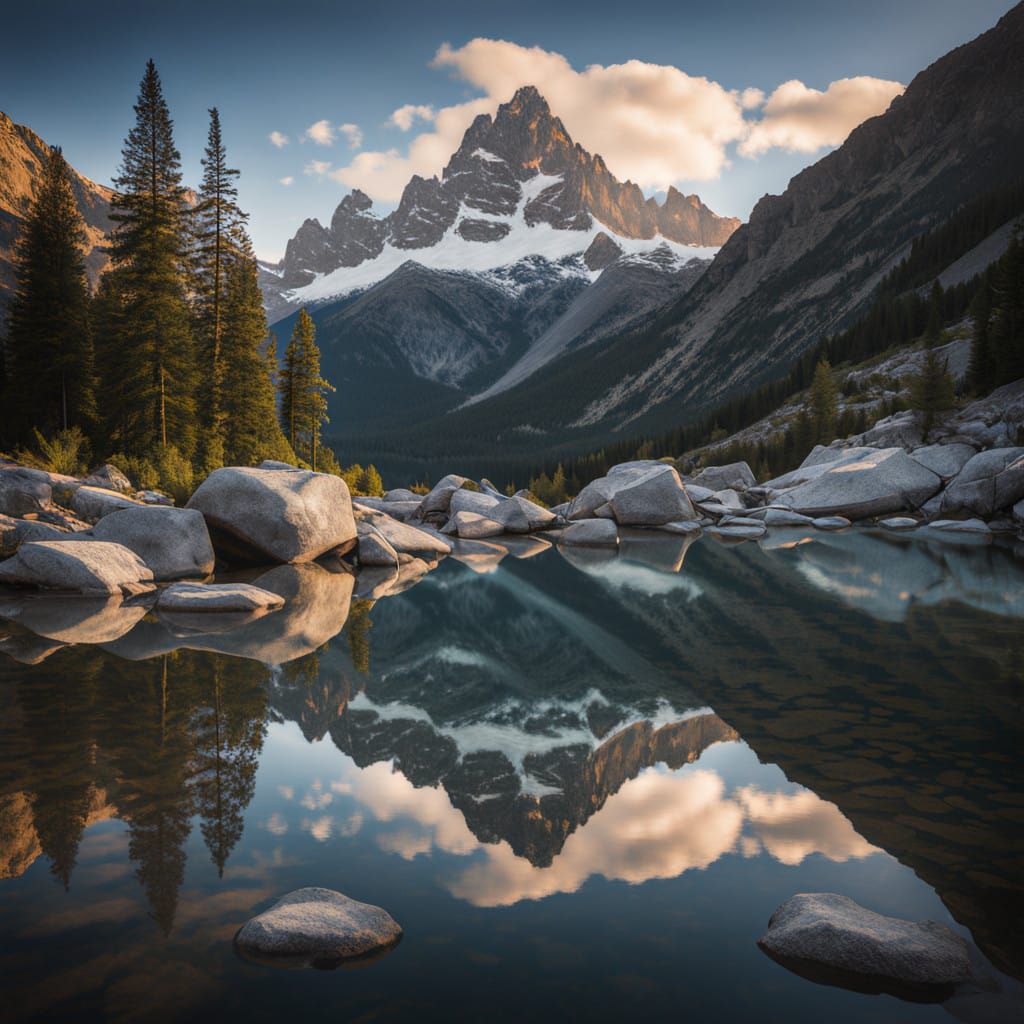 Majestic Mountain Reflections in Glacial Pools