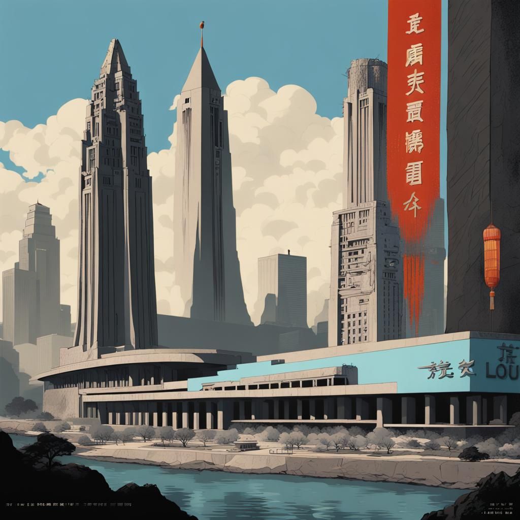 St. Louis Landmarks in Brutalist Propaganda Poster